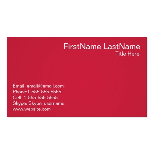 Simple and Professional Red Business Cards (back side)