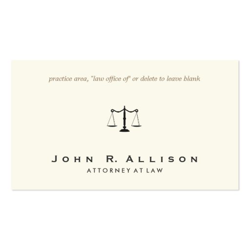 Simple and Sophisticated Attorney Ivory Business Card Template (front side)