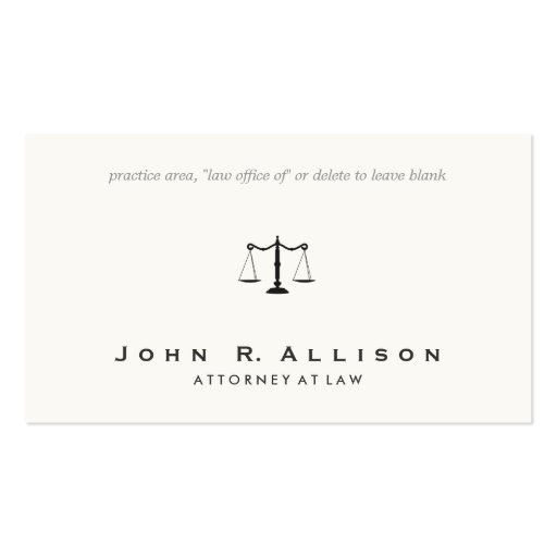 Simple and Sophisticated Attorney Off White Business Card Templates (front side)