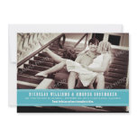 Simple Aqua Ribbon Save the Date Announcement