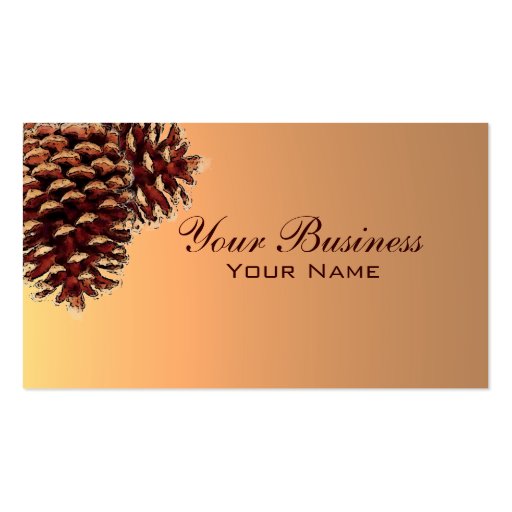 Simple autumn colored pine cone business cards (front side)