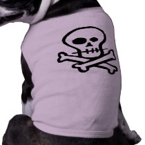 Simple B&W Skull & Crossbones Dog T-shirt