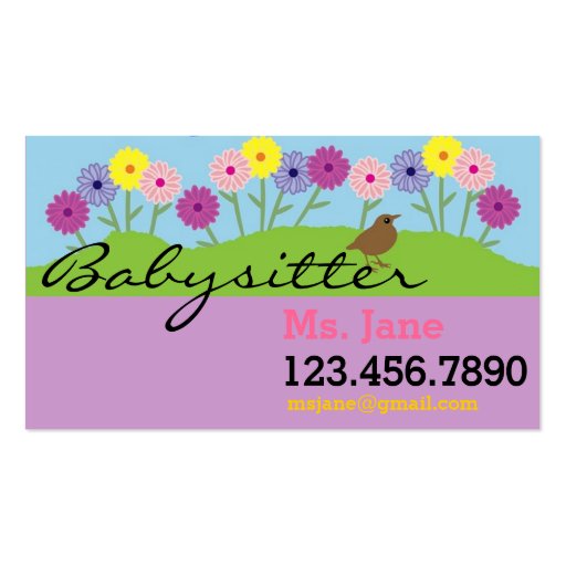 Simple BabySitter Nanny Business Card (front side)