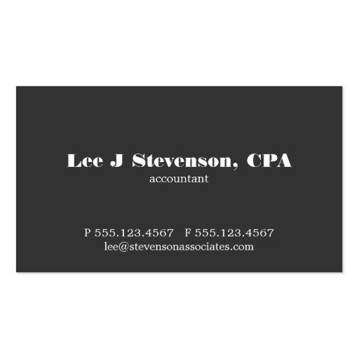 Simple Black Accountant CPA Business Card (front side)
