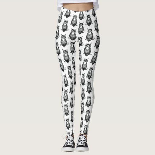Owl Pattern Leggings | simple black and white owl pattern leggings zazzle Owl Pattern Leggings | simple black and white owl pattern leggings zazzle