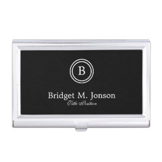 Simple Black Background And Black And White Circle Case For Business Cards