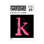 Simple black background with hot pink postage