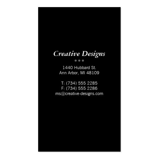 Simple Black Business Card Template (back side)