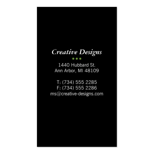 Simple Black Business Card Templates (back side)