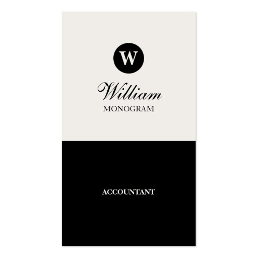Simple Black & Cream Monogram Business Cards (front side)