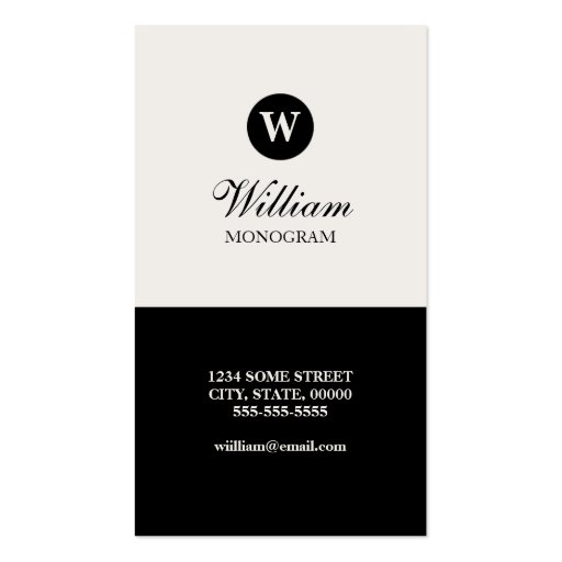 Simple Black & Cream Monogram Business Cards (back side)