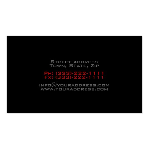 Simple Black Design Red Truck Front Card Business Card (back side)