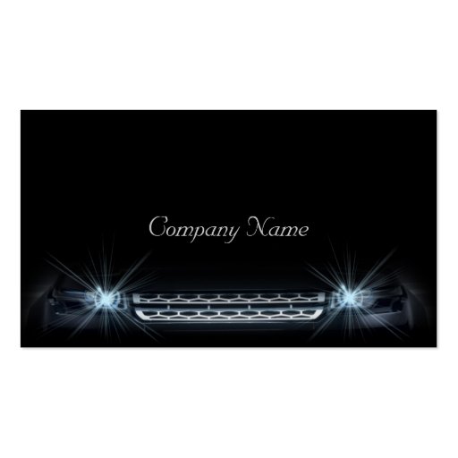 Simple Black Elegant Front Car Lamp Light Card Business Card Templates (front side)