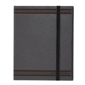 Simple Black Faux Leather Look Monogram iPad Folio Case