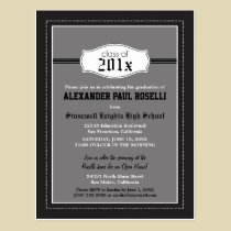 Simple Black Graduation Postcard Announcement postcards