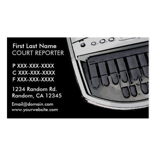 Simple black gray court reporter business cards