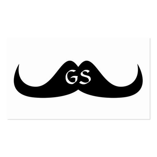 Simple Black Handlebar moustache with Monogram Business Card Templates (back side)