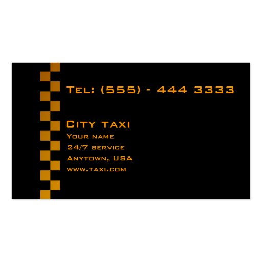 Simple Black In Gold Letters Taxi Service Card Business Card (front side)
