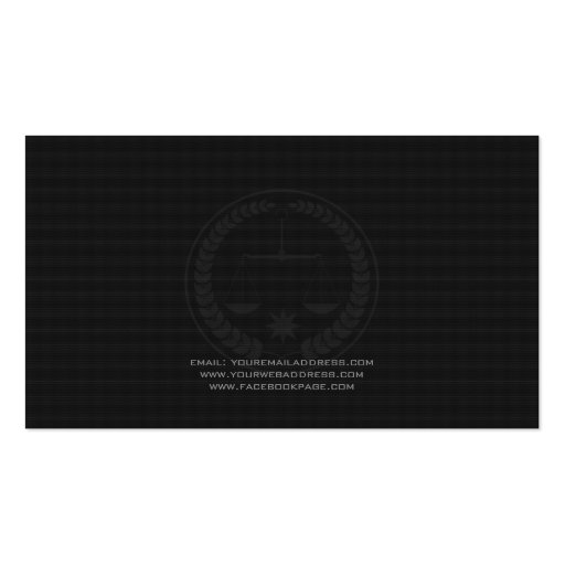 Simple Black Linen Texture AttorneyIn Law Business Cards (back side)