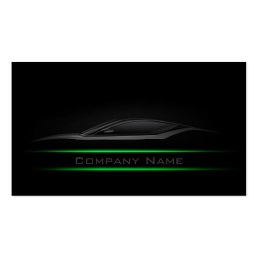 Simple Black Minimalistic Green Line Car Card Business Card (front side)