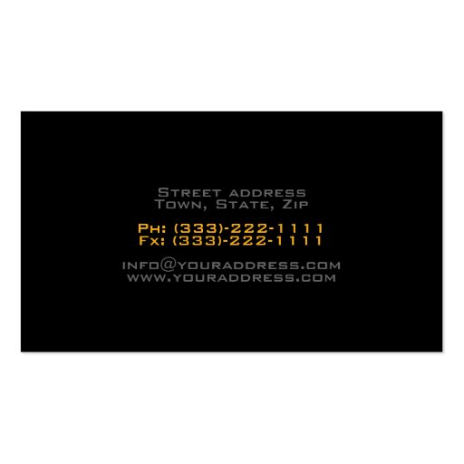 Simple Black Minimalistic Yellow Line Car Card Business Card (back side)