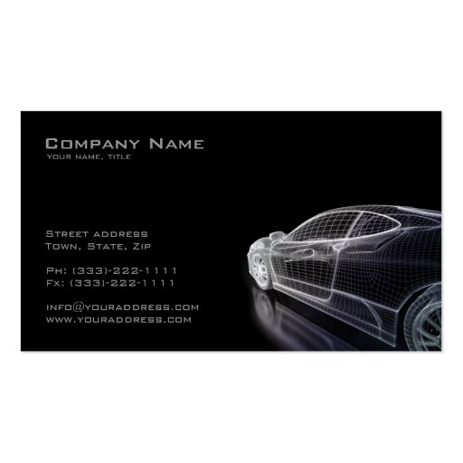 Simple Black Model Of A Car Business Card (front side)