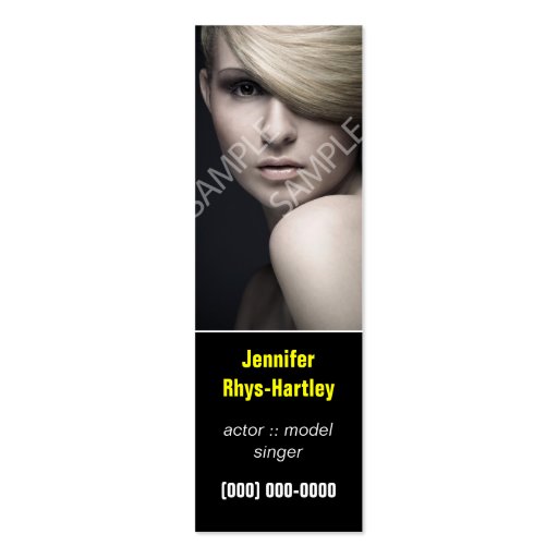 Simple Black Panel Headshot Business Card Template (front side)