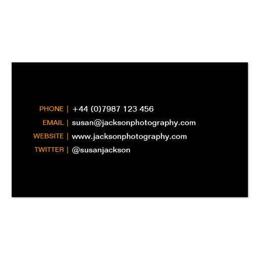 Simple Black Photographer Business Card (back side)