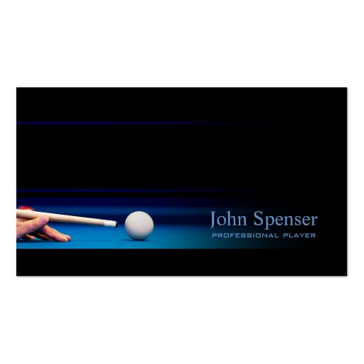 Simple Black Pro Pool Player/Coach Card Business Card Templates (front side)