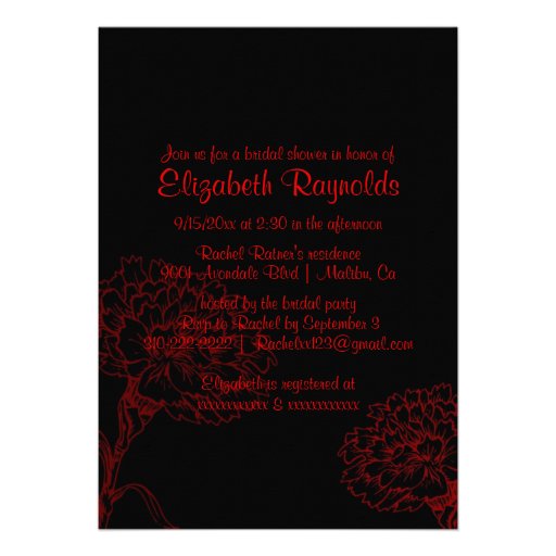 Simple Black & Red Bridal Shower Invitations