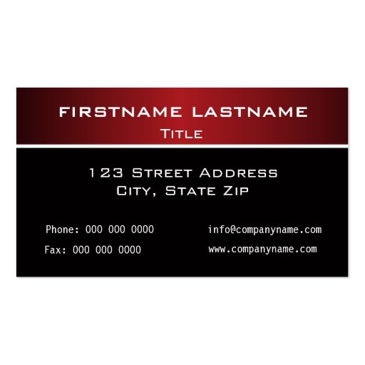 Simple Black & Red Business Card (back side)