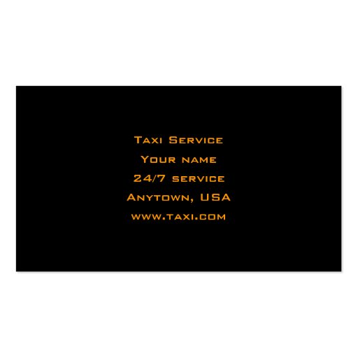 Simple Black Taxi Service Business Card (back side)