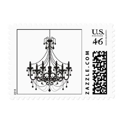 Simple Black White Chandelier Invitation Postage