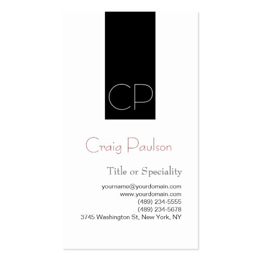 Simple Black White Consultant Business Card (front side)