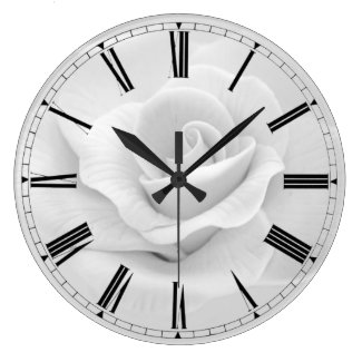 Simple Black & White Rose Roman Numeral Clock