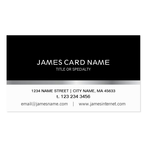 Simple Black/White Silver Line business card (front side)