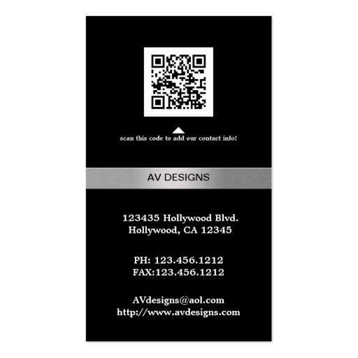Simple Black with Siver Business Card (back side)