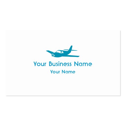 Simple blue airplane custom business cards (front side)