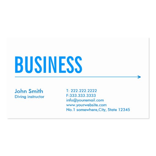 Simple Blue Arrow Diving Business Card (front side)
