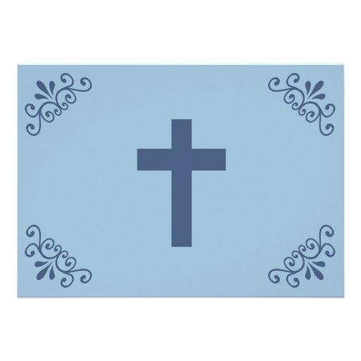 Simple Blue Baptism/Christening Invite