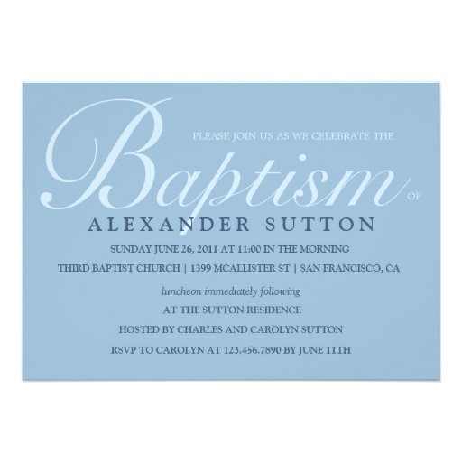 Simple Blue Baptism/Christening Invite (front side)