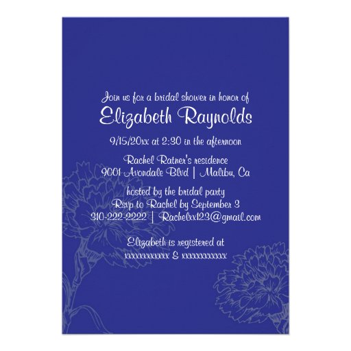 Simple Blue Bridal Shower Invitations