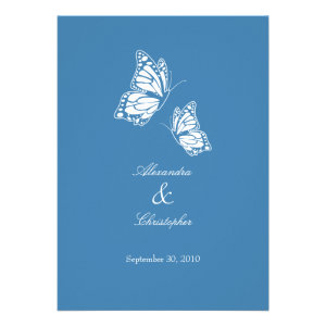 Simple Blue Butterflies Wedding Announcement