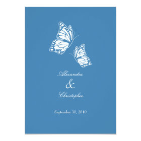 Simple Blue Butterflies Wedding Announcement