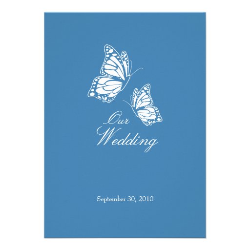 Simple Blue Butterflies Wedding Announcement 2