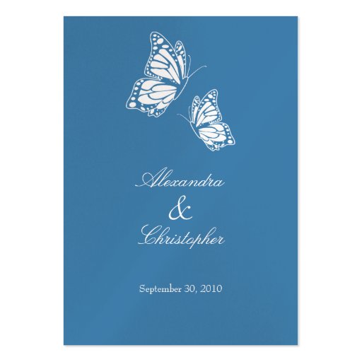 Simple Blue Butterfly Save The Date Wedding Mini Business Card (back side)
