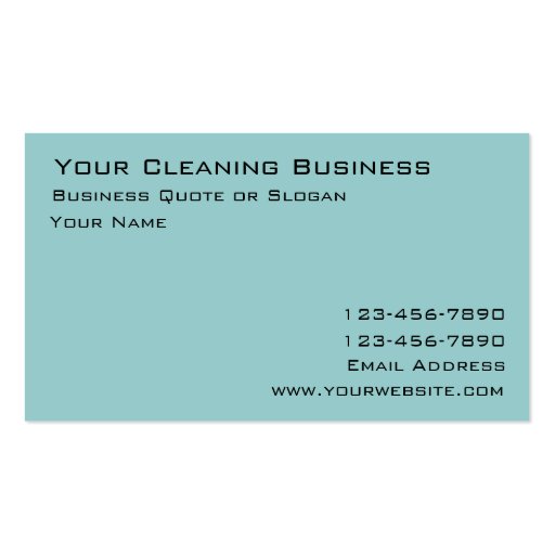 Simple blue customizable cleaning business cards (back side)