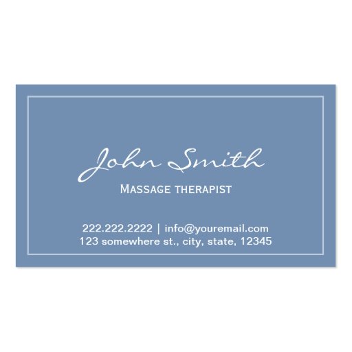 Simple Blue Massage Therapist Appointment Card Business Card Template (front side)