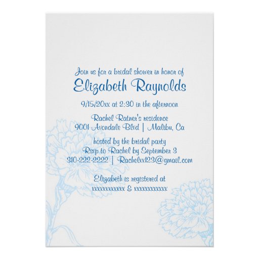 Simple Blue & White Bridal Shower Invitations