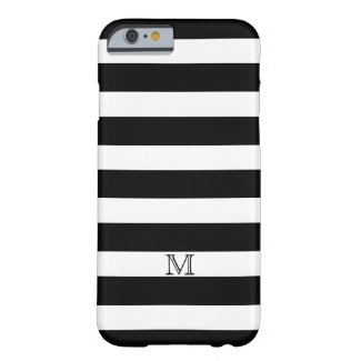 Simple Bold Black White Stripe Monogram Barely There iPhone 6 Case